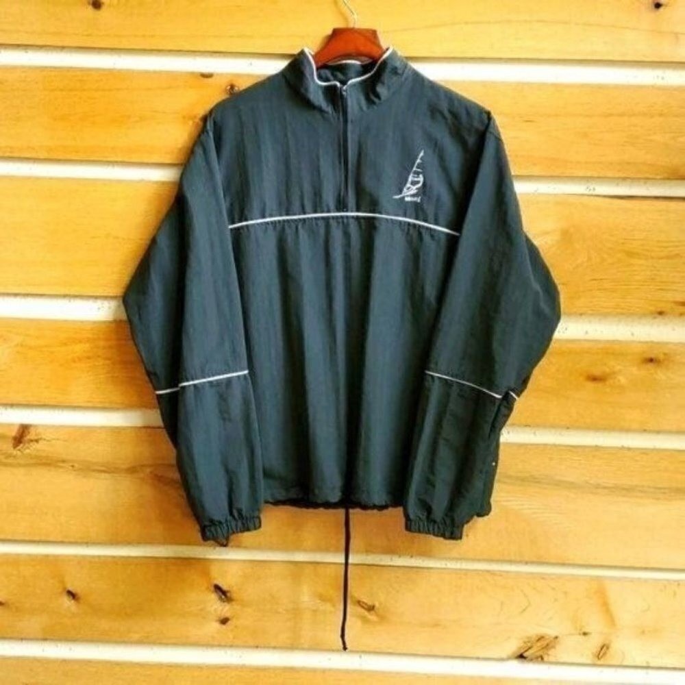 Uzzi Amphibious‎ Embroidered 1/4 Zip Pullover Cinched Pocketed LS Sz S/M Jacket